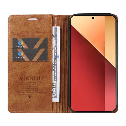 YIKATU YK-006 For Xiaomi Redmi Note 13 Pro 4G / Poco M6 Pro 4G Case Flip Wallet Phone Cover Litchi Texture