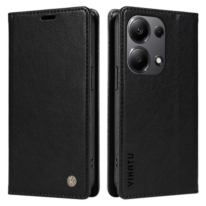 YIKATU YK-006 For Xiaomi Redmi Note 13 Pro 4G / Poco M6 Pro 4G Case Flip Wallet Phone Cover Litchi Texture