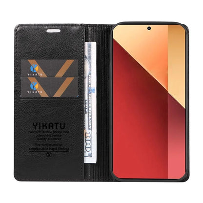 YIKATU YK-006 For Xiaomi Redmi Note 13 Pro 4G / Poco M6 Pro 4G Case Flip Wallet Phone Cover Litchi Texture