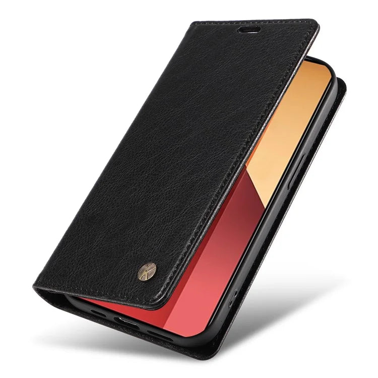YIKATU YK-006 For Xiaomi Redmi Note 13 Pro 4G / Poco M6 Pro 4G Case Flip Wallet Phone Cover Litchi Texture