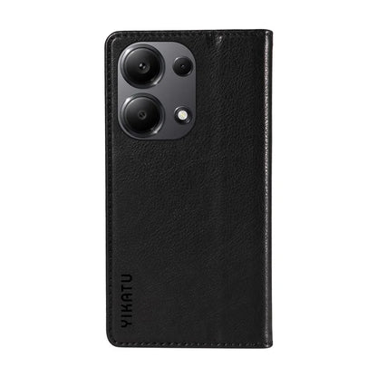 YIKATU YK-006 For Xiaomi Redmi Note 13 Pro 4G / Poco M6 Pro 4G Case Flip Wallet Phone Cover Litchi Texture
