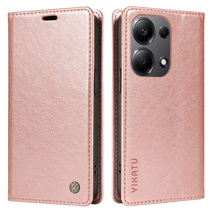 YIKATU YK-006 For Xiaomi Redmi Note 13 Pro 4G / Poco M6 Pro 4G Case Flip Wallet Phone Cover Litchi Texture