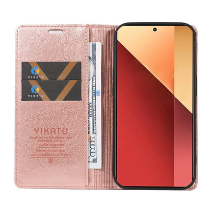 YIKATU YK-006 For Xiaomi Redmi Note 13 Pro 4G / Poco M6 Pro 4G Case Flip Wallet Phone Cover Litchi Texture