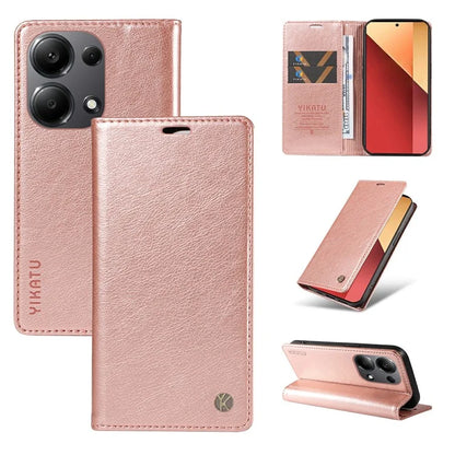 YIKATU YK-006 For Xiaomi Redmi Note 13 Pro 4G / Poco M6 Pro 4G Case Flip Wallet Phone Cover Litchi Texture