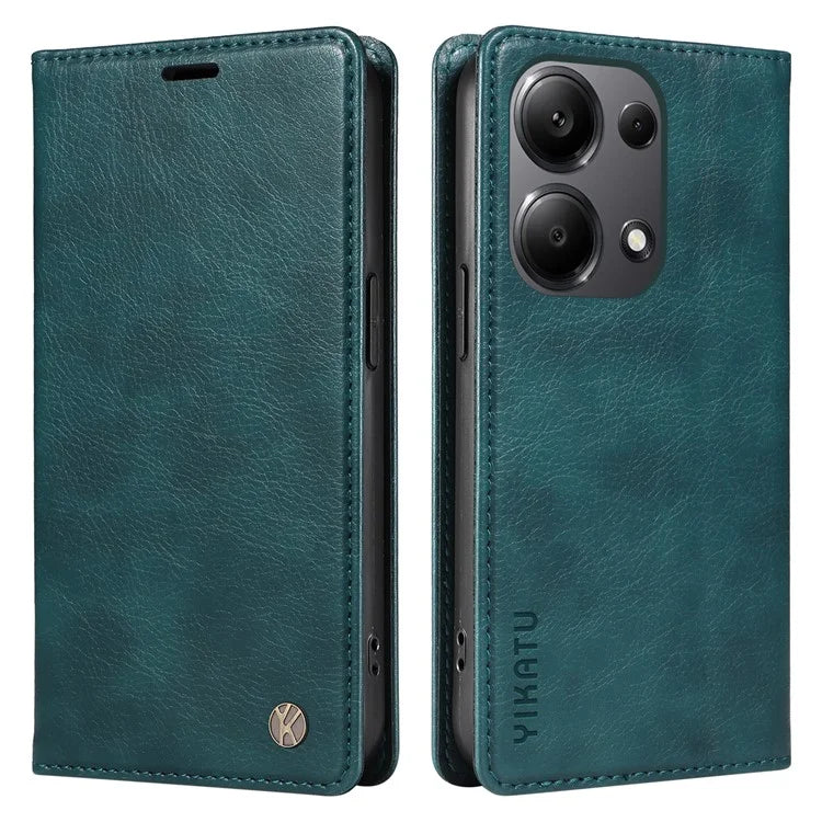 YIKATU YK-006 For Xiaomi Redmi Note 13 Pro 4G / Poco M6 Pro 4G Case Flip Wallet Phone Cover Litchi Texture