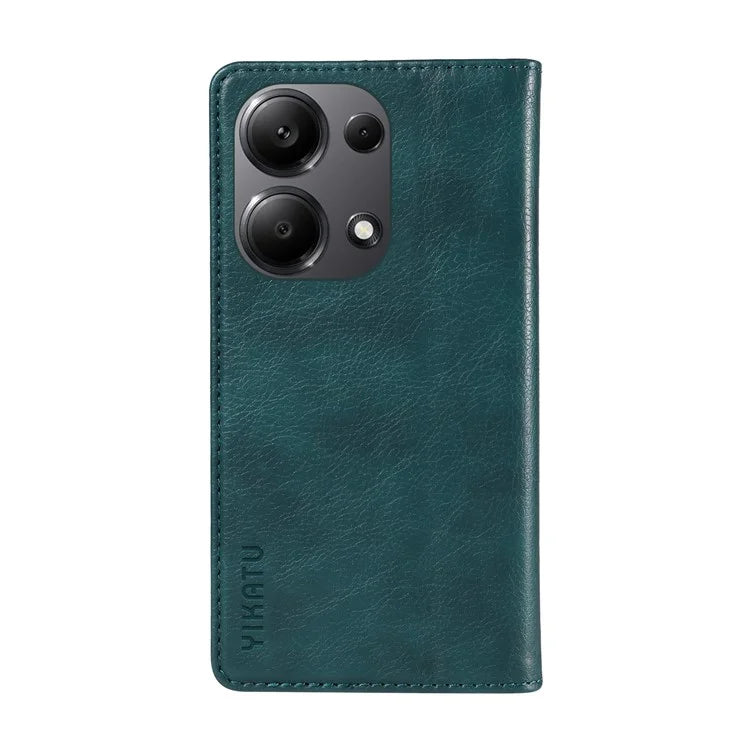 YIKATU YK-006 For Xiaomi Redmi Note 13 Pro 4G / Poco M6 Pro 4G Case Flip Wallet Phone Cover Litchi Texture