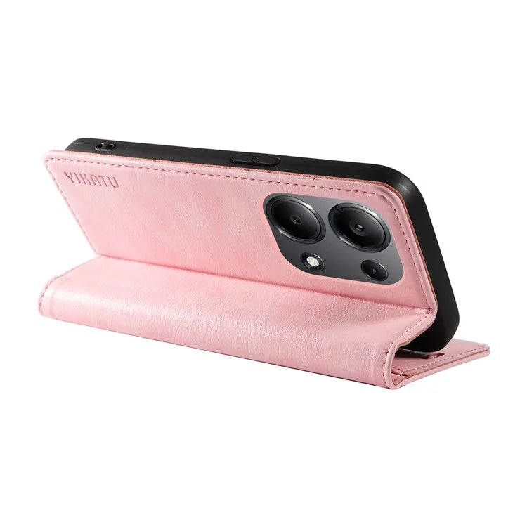 YIKATU YK-006 For Xiaomi Redmi Note 13 Pro 4G / Poco M6 Pro 4G Case Flip Wallet Phone Cover Litchi Texture