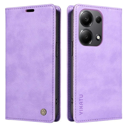 YIKATU YK-006 For Xiaomi Redmi Note 13 Pro 4G / Poco M6 Pro 4G Case Flip Wallet Phone Cover Litchi Texture