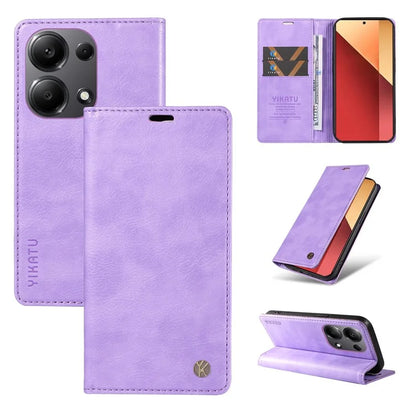 YIKATU YK-006 For Xiaomi Redmi Note 13 Pro 4G / Poco M6 Pro 4G Case Flip Wallet Phone Cover Litchi Texture