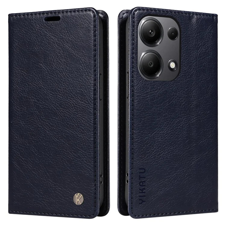 YIKATU YK-006 For Xiaomi Redmi Note 13 Pro 4G / Poco M6 Pro 4G Case Flip Wallet Phone Cover Litchi Texture