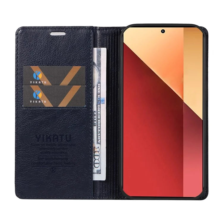 YIKATU YK-006 For Xiaomi Redmi Note 13 Pro 4G / Poco M6 Pro 4G Case Flip Wallet Phone Cover Litchi Texture