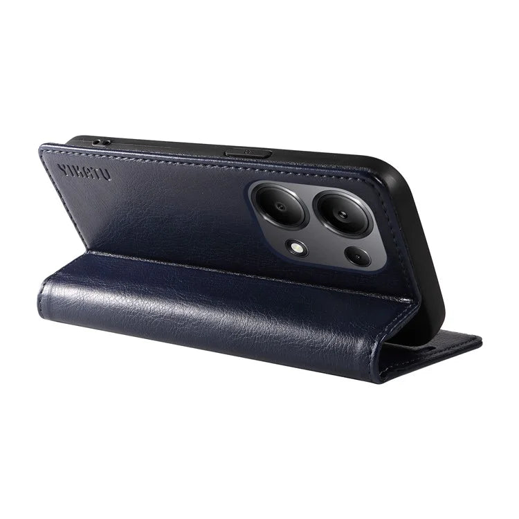 YIKATU YK-006 For Xiaomi Redmi Note 13 Pro 4G / Poco M6 Pro 4G Case Flip Wallet Phone Cover Litchi Texture