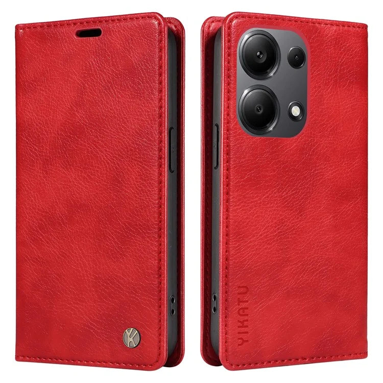 YIKATU YK-006 For Xiaomi Redmi Note 13 Pro 4G / Poco M6 Pro 4G Case Flip Wallet Phone Cover Litchi Texture