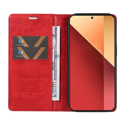 YIKATU YK-006 For Xiaomi Redmi Note 13 Pro 4G / Poco M6 Pro 4G Case Flip Wallet Phone Cover Litchi Texture