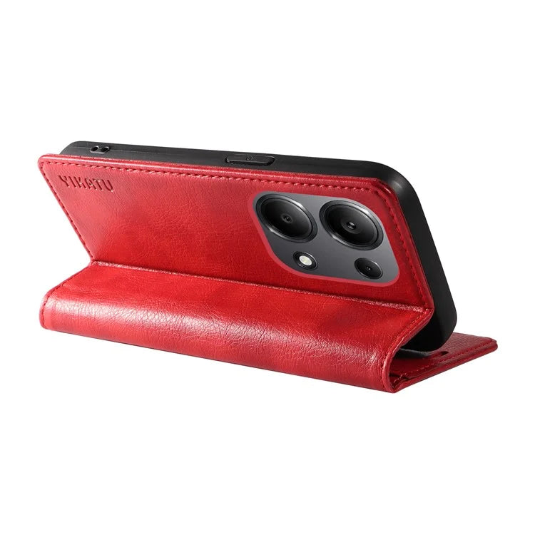 YIKATU YK-006 For Xiaomi Redmi Note 13 Pro 4G / Poco M6 Pro 4G Case Flip Wallet Phone Cover Litchi Texture