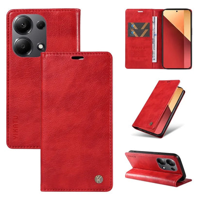 YIKATU YK-006 For Xiaomi Redmi Note 13 Pro 4G / Poco M6 Pro 4G Case Flip Wallet Phone Cover Litchi Texture