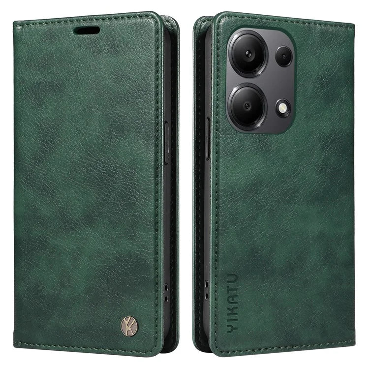 YIKATU YK-006 For Xiaomi Redmi Note 13 Pro 4G / Poco M6 Pro 4G Case Flip Wallet Phone Cover Litchi Texture