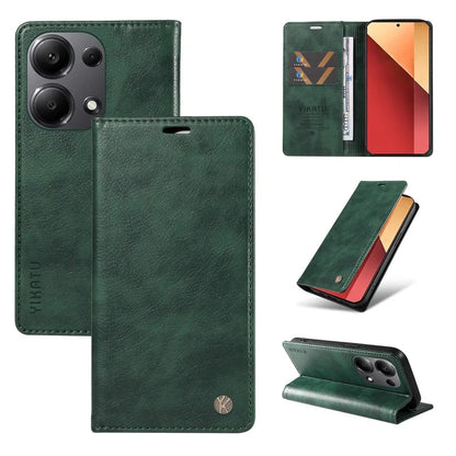 YIKATU YK-006 For Xiaomi Redmi Note 13 Pro 4G / Poco M6 Pro 4G Case Flip Wallet Phone Cover Litchi Texture