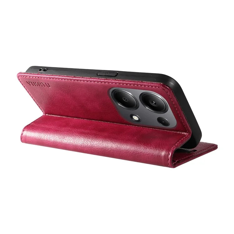 YIKATU YK-006 For Xiaomi Redmi Note 13 Pro 4G / Poco M6 Pro 4G Case Flip Wallet Phone Cover Litchi Texture
