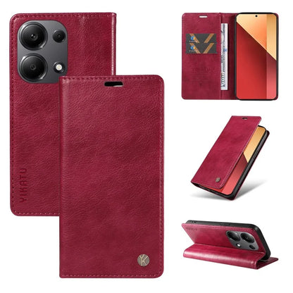 YIKATU YK-006 For Xiaomi Redmi Note 13 Pro 4G / Poco M6 Pro 4G Case Flip Wallet Phone Cover Litchi Texture