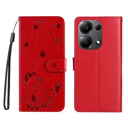 KT Imprinting Flower Series-4 For Xiaomi Redmi Note 13 Pro 4G / Poco M6 Pro 4G Phone Case with Cat Bee Pattern