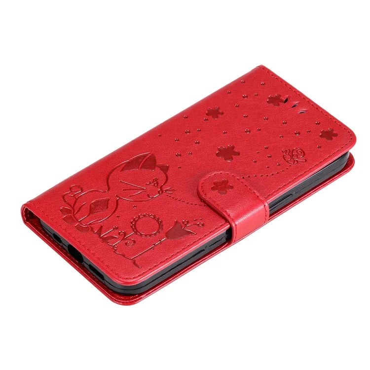 KT Imprinting Flower Series-4 For Xiaomi Redmi Note 13 Pro 4G / Poco M6 Pro 4G Phone Case with Cat Bee Pattern