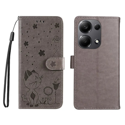 KT Imprinting Flower Series-4 For Xiaomi Redmi Note 13 Pro 4G / Poco M6 Pro 4G Phone Case with Cat Bee Pattern