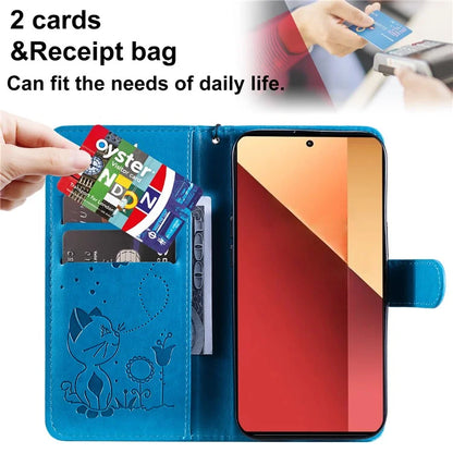 KT Imprinting Flower Series-4 For Xiaomi Redmi Note 13 Pro 4G / Poco M6 Pro 4G Phone Case with Cat Bee Pattern