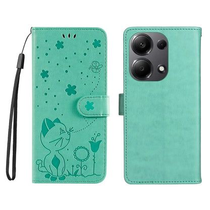 KT Imprinting Flower Series-4 For Xiaomi Redmi Note 13 Pro 4G / Poco M6 Pro 4G Phone Case with Cat Bee Pattern