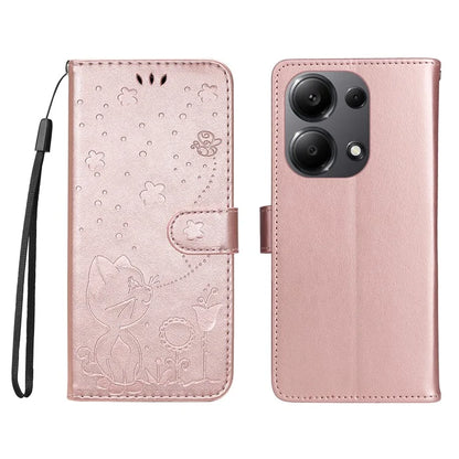 KT Imprinting Flower Series-4 For Xiaomi Redmi Note 13 Pro 4G / Poco M6 Pro 4G Phone Case with Cat Bee Pattern