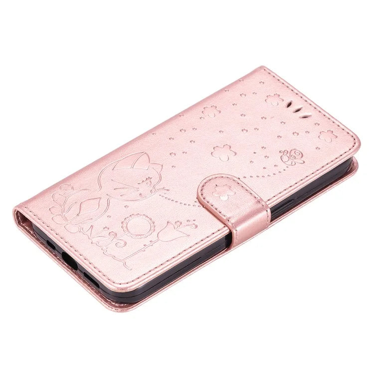 KT Imprinting Flower Series-4 For Xiaomi Redmi Note 13 Pro 4G / Poco M6 Pro 4G Phone Case with Cat Bee Pattern