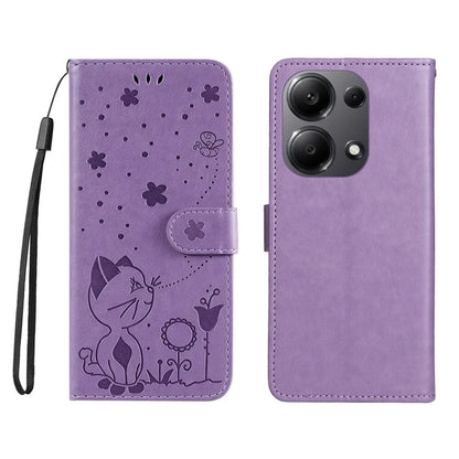 KT Imprinting Flower Series-4 For Xiaomi Redmi Note 13 Pro 4G / Poco M6 Pro 4G Phone Case with Cat Bee Pattern