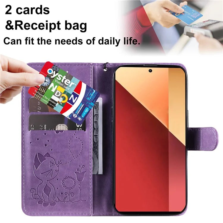 KT Imprinting Flower Series-4 For Xiaomi Redmi Note 13 Pro 4G / Poco M6 Pro 4G Phone Case with Cat Bee Pattern
