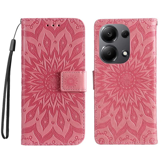 KT Imprinting Flower Series-1 For Xiaomi Redmi Note 13 Pro 4G / Poco M6 Pro 4G Case Sunflower Stand Cover