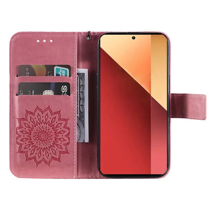 KT Imprinting Flower Series-1 For Xiaomi Redmi Note 13 Pro 4G / Poco M6 Pro 4G Case Sunflower Stand Cover