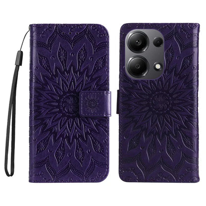KT Imprinting Flower Series-1 For Xiaomi Redmi Note 13 Pro 4G / Poco M6 Pro 4G Case Sunflower Stand Cover