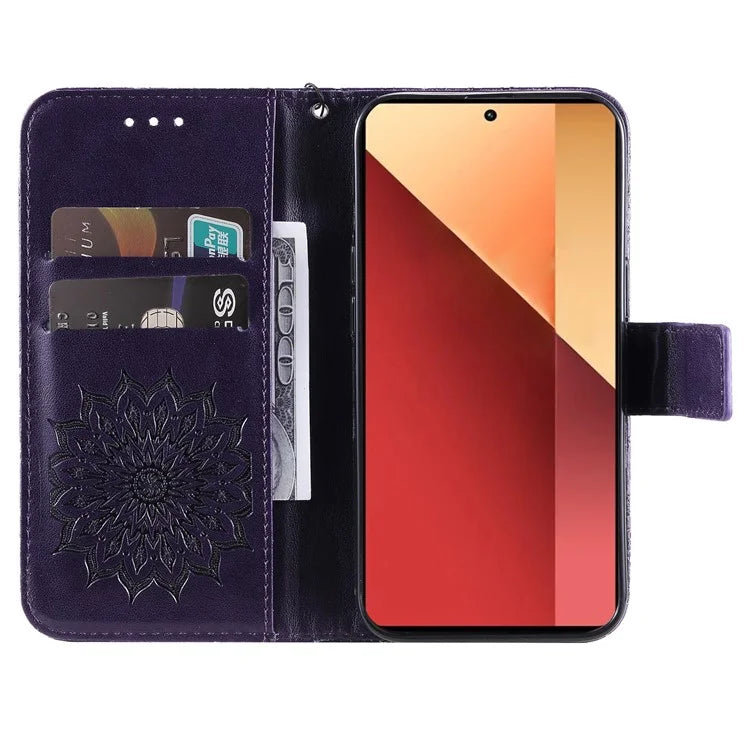 KT Imprinting Flower Series-1 For Xiaomi Redmi Note 13 Pro 4G / Poco M6 Pro 4G Case Sunflower Stand Cover