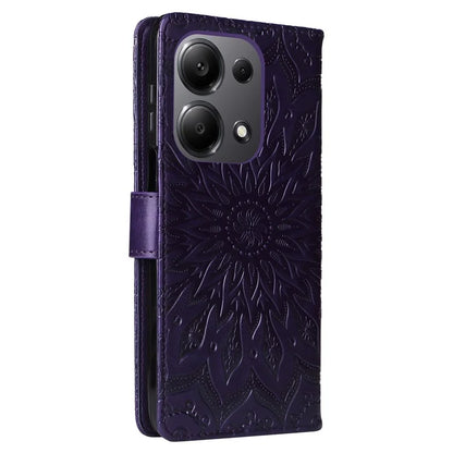 KT Imprinting Flower Series-1 For Xiaomi Redmi Note 13 Pro 4G / Poco M6 Pro 4G Case Sunflower Stand Cover