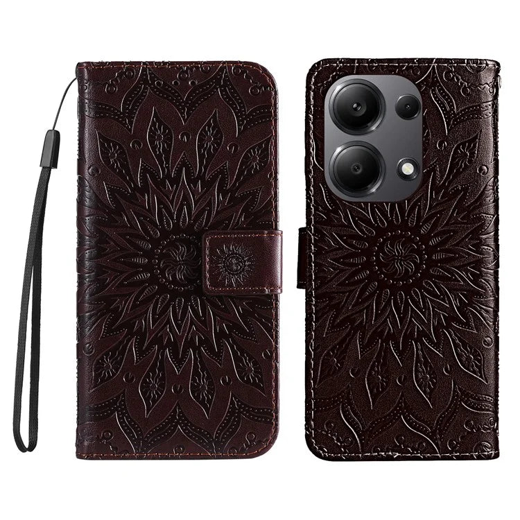 KT Imprinting Flower Series-1 For Xiaomi Redmi Note 13 Pro 4G / Poco M6 Pro 4G Case Sunflower Stand Cover