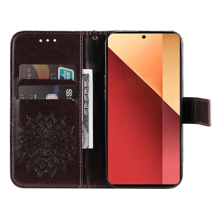 KT Imprinting Flower Series-1 For Xiaomi Redmi Note 13 Pro 4G / Poco M6 Pro 4G Case Sunflower Stand Cover