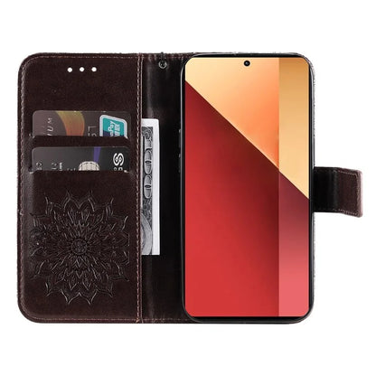 KT Imprinting Flower Series-1 For Xiaomi Redmi Note 13 Pro 4G / Poco M6 Pro 4G Case Sunflower Stand Cover