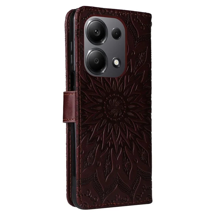 KT Imprinting Flower Series-1 For Xiaomi Redmi Note 13 Pro 4G / Poco M6 Pro 4G Case Sunflower Stand Cover