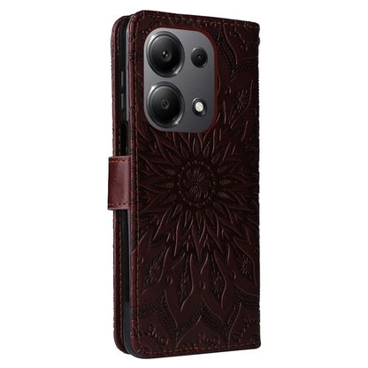 KT Imprinting Flower Series-1 For Xiaomi Redmi Note 13 Pro 4G / Poco M6 Pro 4G Case Sunflower Stand Cover