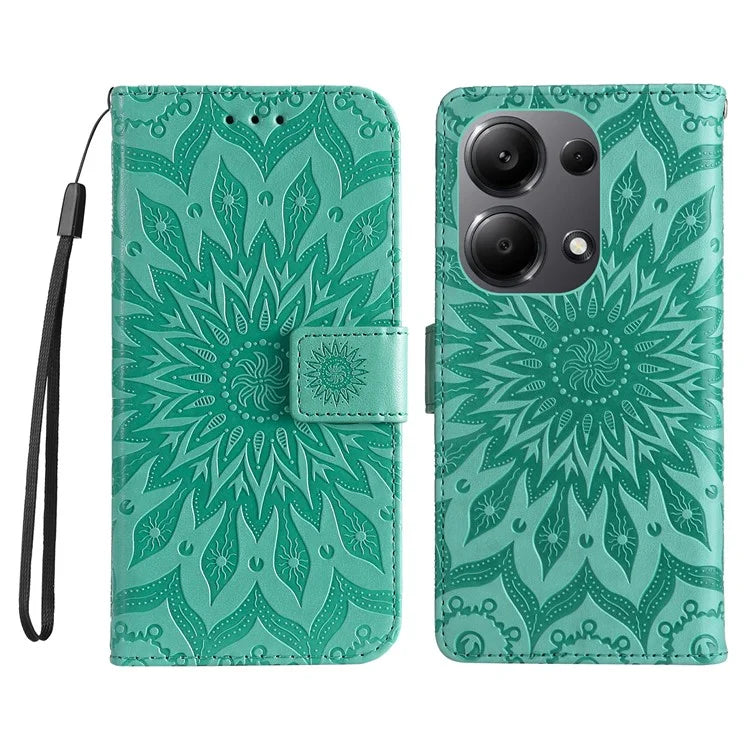 KT Imprinting Flower Series-1 For Xiaomi Redmi Note 13 Pro 4G / Poco M6 Pro 4G Case Sunflower Stand Cover