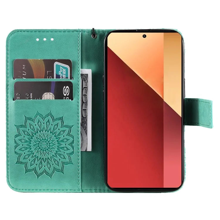 KT Imprinting Flower Series-1 For Xiaomi Redmi Note 13 Pro 4G / Poco M6 Pro 4G Case Sunflower Stand Cover