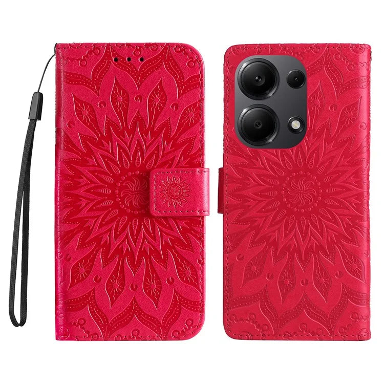 KT Imprinting Flower Series-1 For Xiaomi Redmi Note 13 Pro 4G / Poco M6 Pro 4G Case Sunflower Stand Cover