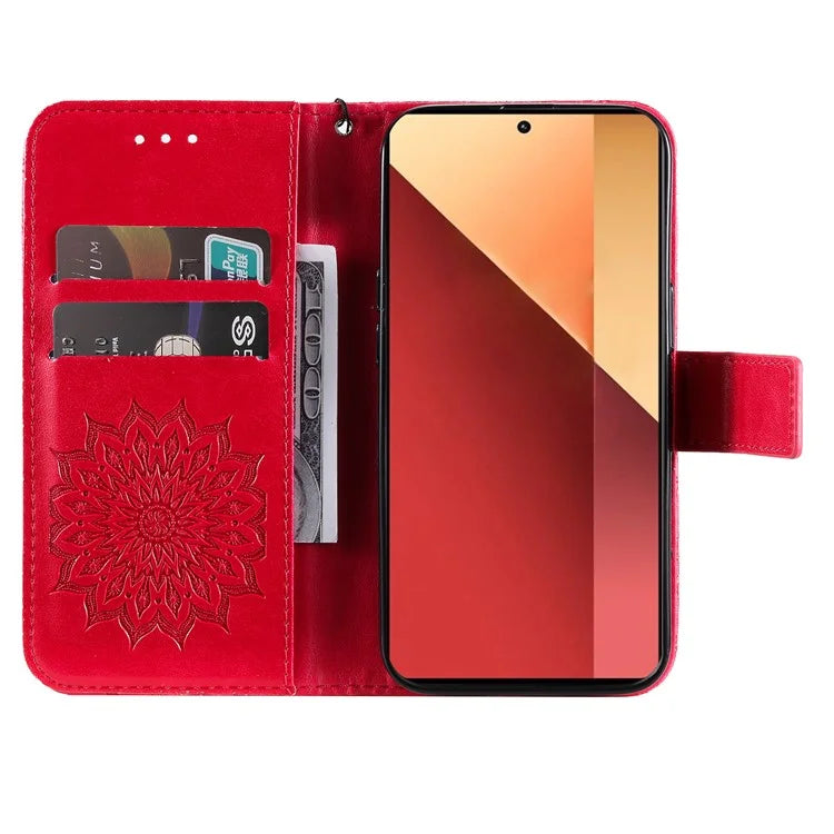 KT Imprinting Flower Series-1 For Xiaomi Redmi Note 13 Pro 4G / Poco M6 Pro 4G Case Sunflower Stand Cover