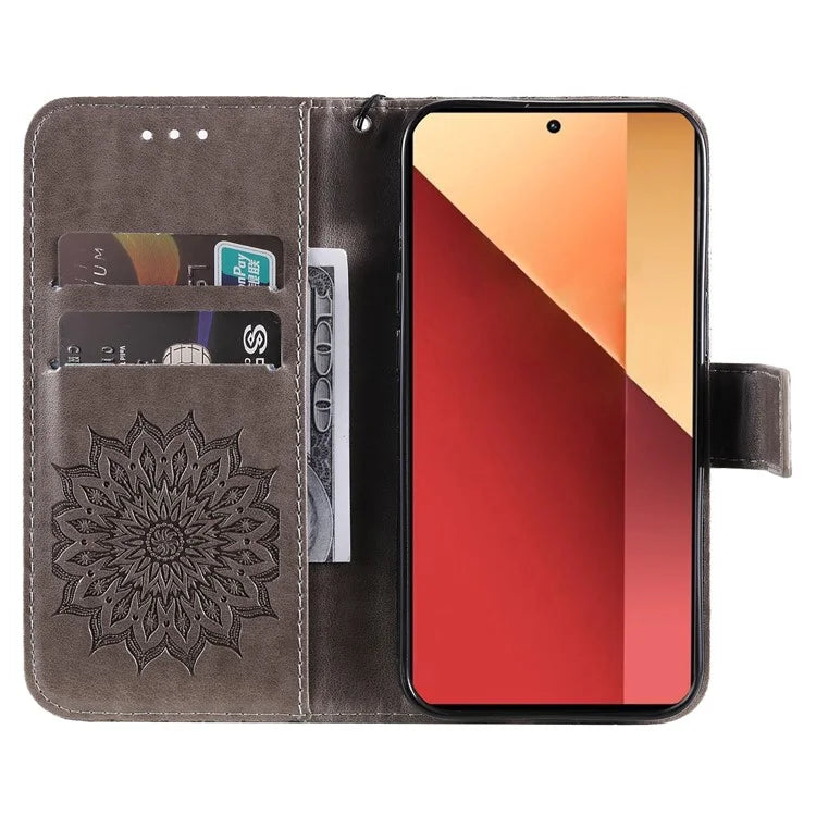 KT Imprinting Flower Series-1 For Xiaomi Redmi Note 13 Pro 4G / Poco M6 Pro 4G Case Sunflower Stand Cover