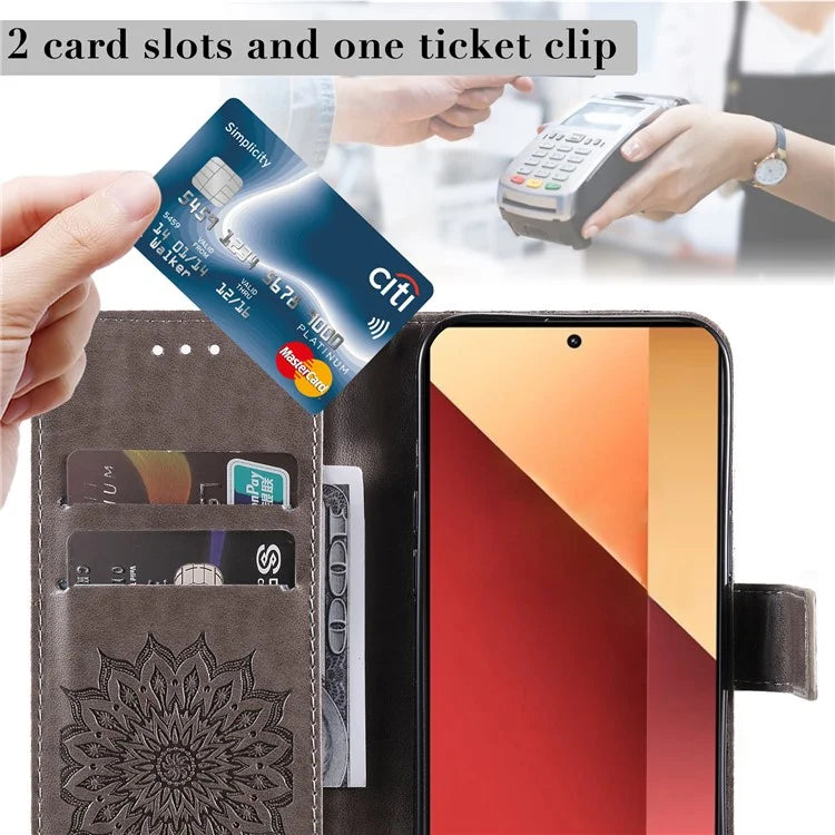 KT Imprinting Flower Series-1 For Xiaomi Redmi Note 13 Pro 4G / Poco M6 Pro 4G Case Sunflower Stand Cover