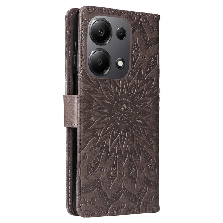 KT Imprinting Flower Series-1 For Xiaomi Redmi Note 13 Pro 4G / Poco M6 Pro 4G Case Sunflower Stand Cover